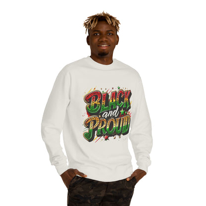Black and Proud Crewneck Sweatshirt — Afrocentric Pride Graphic