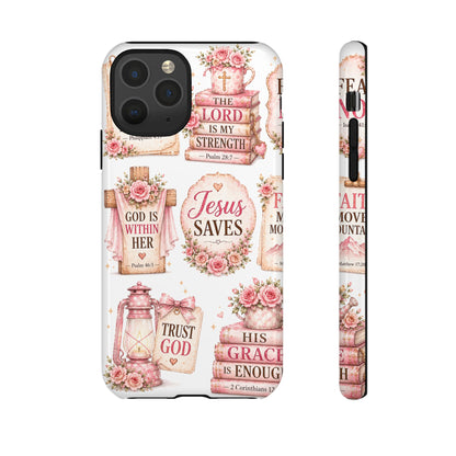 Faith Phone Case — 'Jesus Saves' Floral Christian Scripture iPhone Case