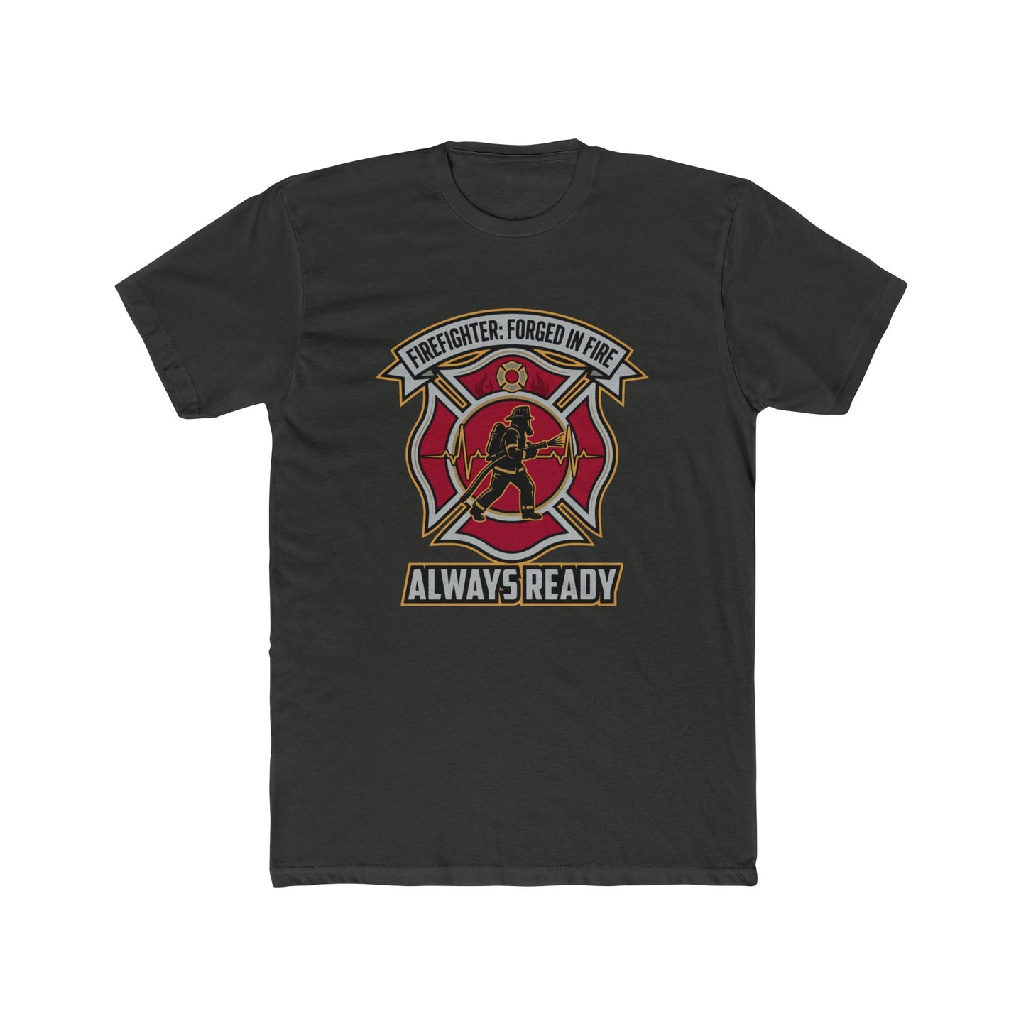 Firefighter Maltese Cross T‑Shirt — "Always Ready" Crew Tee