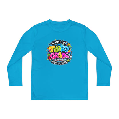 Youth Long Sleeve Tee — "Watch Out Third Grade Here I Come" Back-to-School Shirt