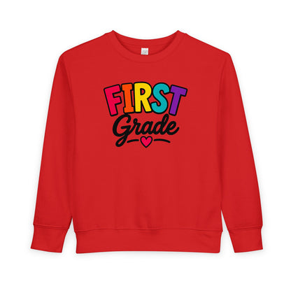 First Grade Toddler Sweatshirt — Colorful Back-to-School Kids Pullover