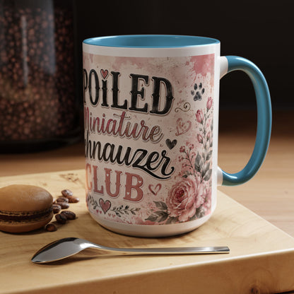 Spoiled Miniature Schnauzer Club Accent Coffee Mug — Cute Dog Mom Gift