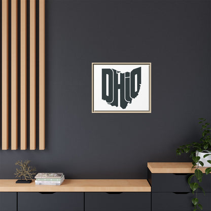 Ohio State Shape Matte Canvas Wall Art — Framed Modern State Typography Print