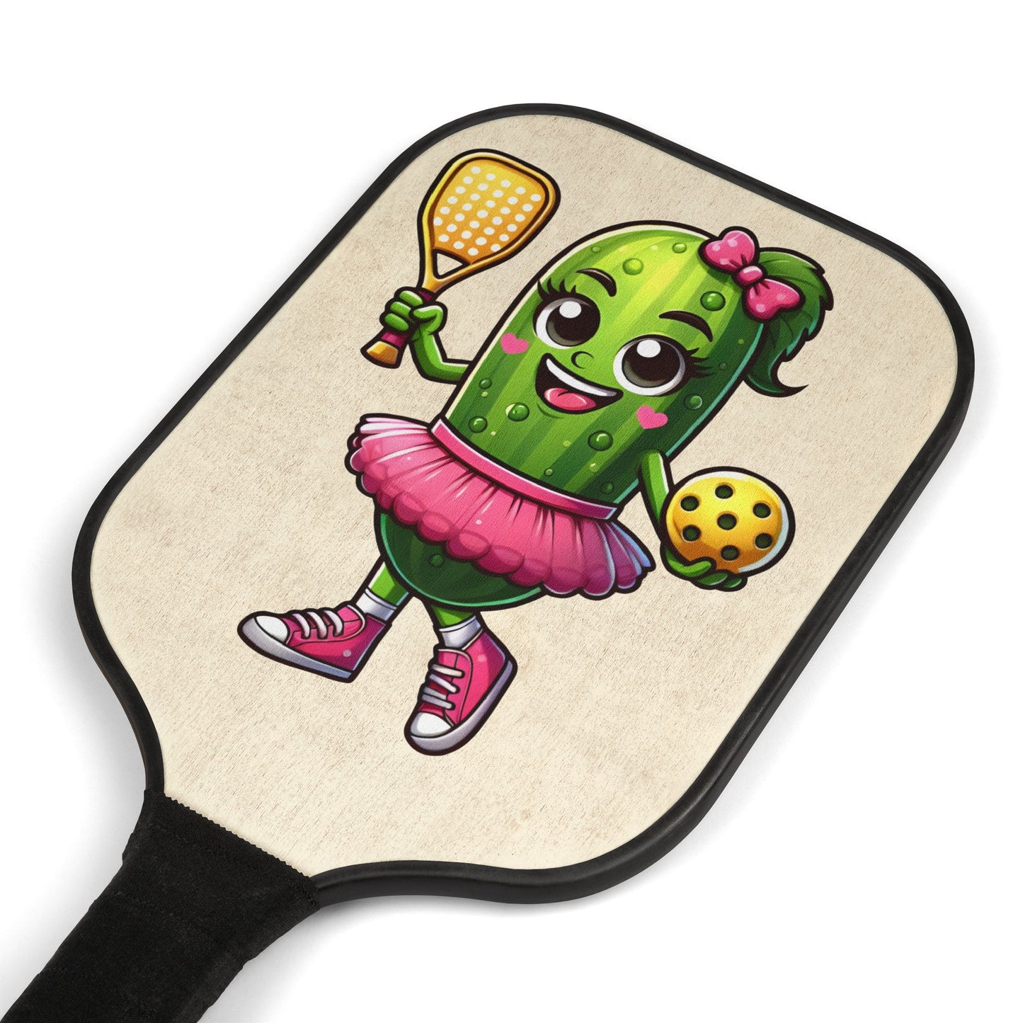 Pickleball Paddle Set — Cute Cactus Player Design (2-Pack with Balls)