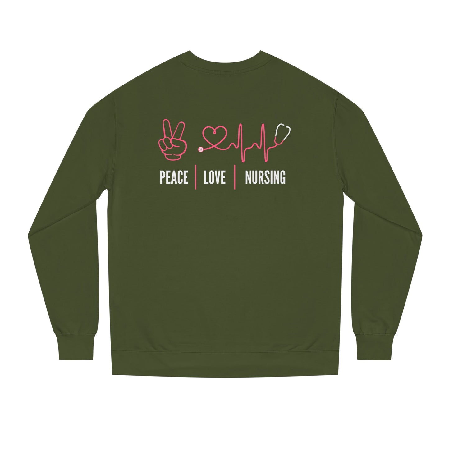 Peace Love Nursing Sweatshirt — Nurse Gifts, Heartbeat & Peace Sign Crewneck