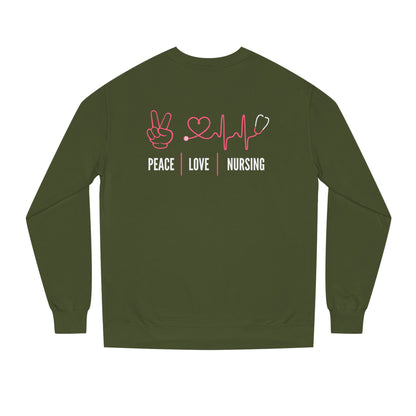 Peace Love Nursing Sweatshirt — Nurse Gifts, Heartbeat & Peace Sign Crewneck