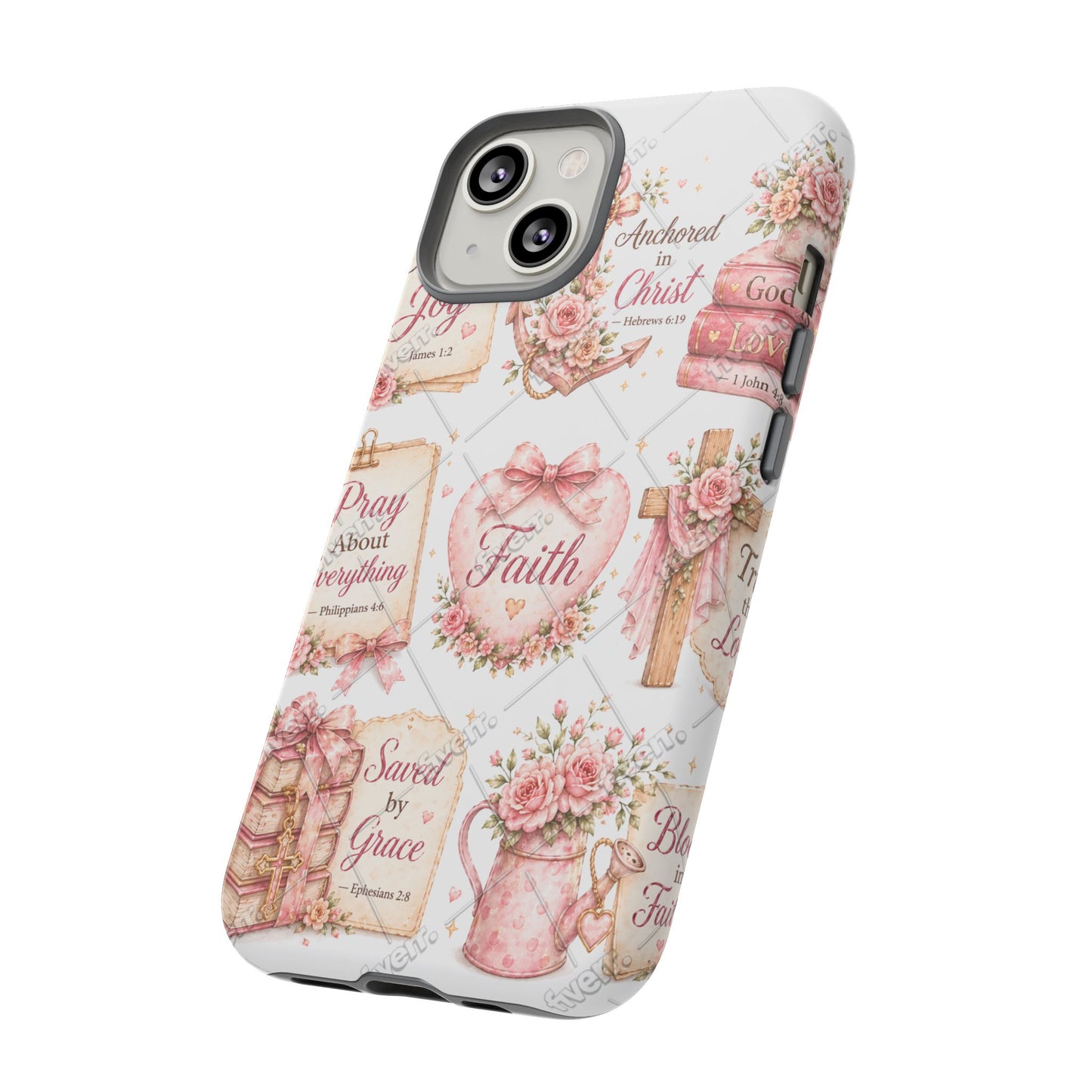 Faith Floral Phone Case – Christian Inspirational Scripture iPhone Cover (Choose Joy, Pray, Faith)