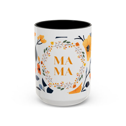 Mama Floral Accent Coffee Mug — Yellow Flower Mother's Day Gift (11/15oz)