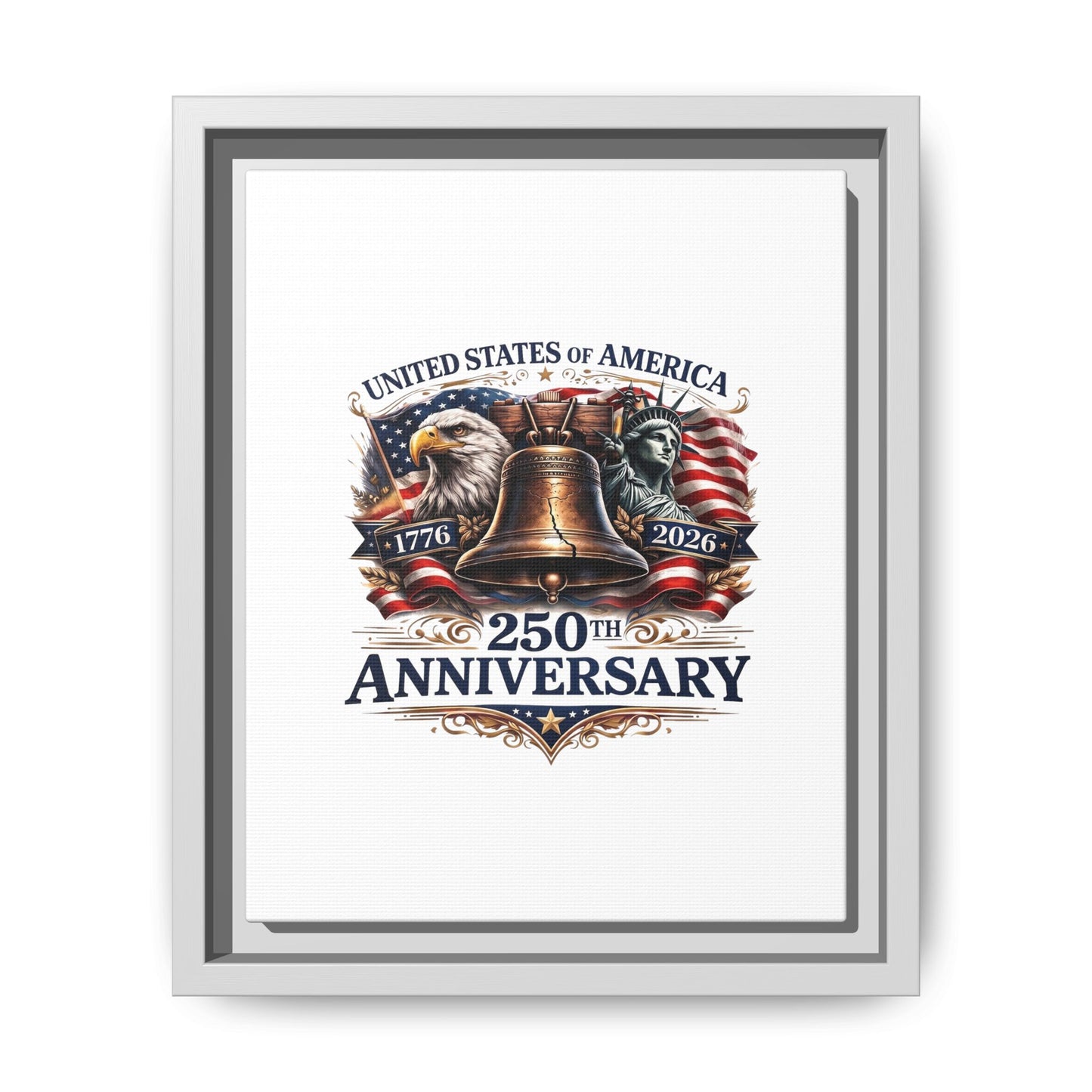 250th Anniversary Framed Canvas - United States of America Patriotic Liberty Bell Print