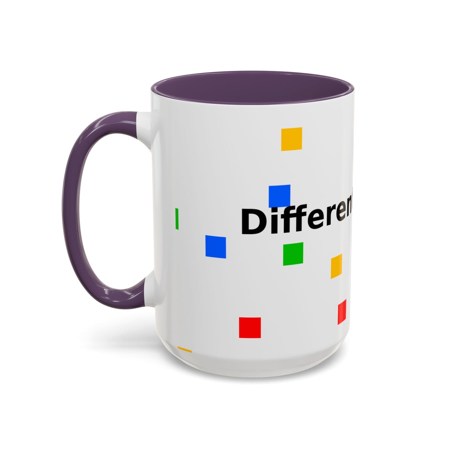 Accent Coffee Mug — 'Different Not Less' Pride-Inclusive Color Block Design (11/15oz)