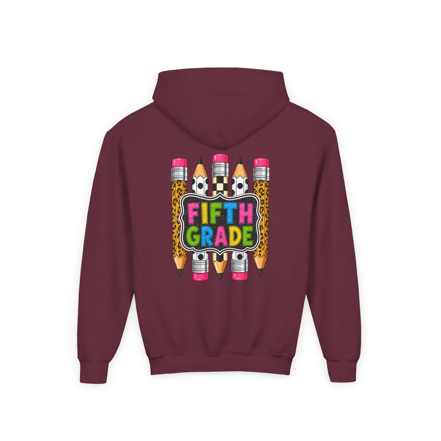Fifth Grade Kids Hoodie — Colorful Pencil Back‑to‑School Sweatshirt for Students