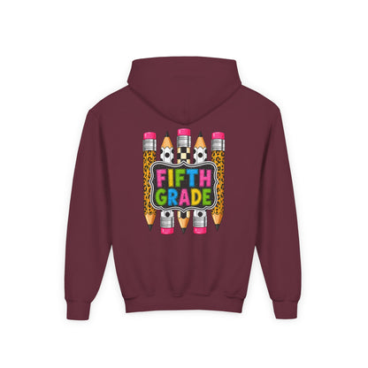 Fifth Grade Kids Hoodie — Colorful Pencil Back‑to‑School Sweatshirt for Students