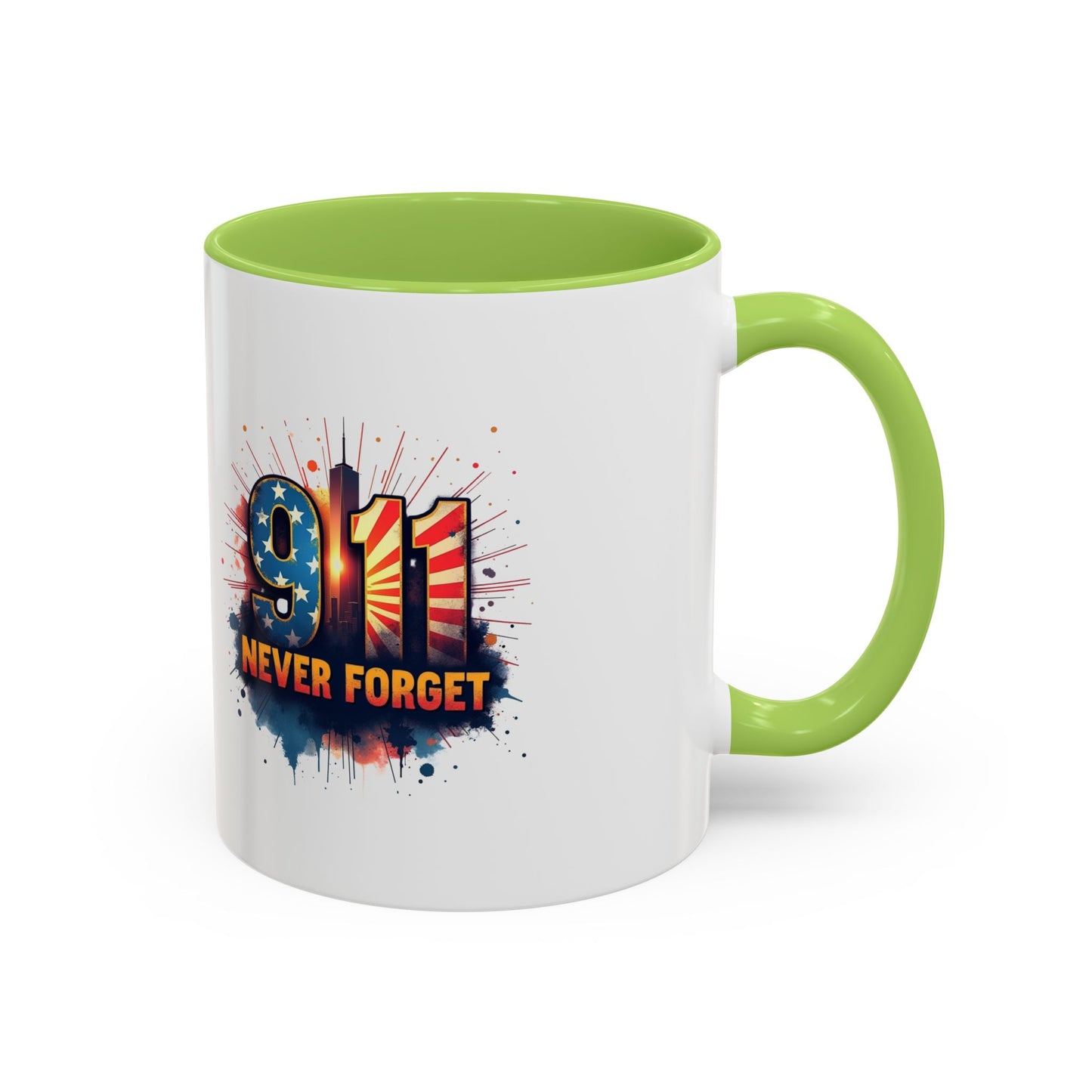 9/11 Never Forget Coffee Mug — Patriotic Memorial Accent Mug