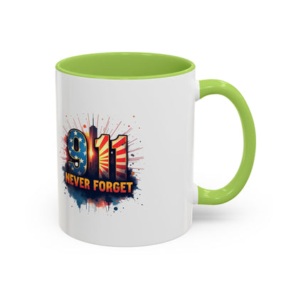 9/11 Never Forget Coffee Mug — Patriotic Memorial Accent Mug
