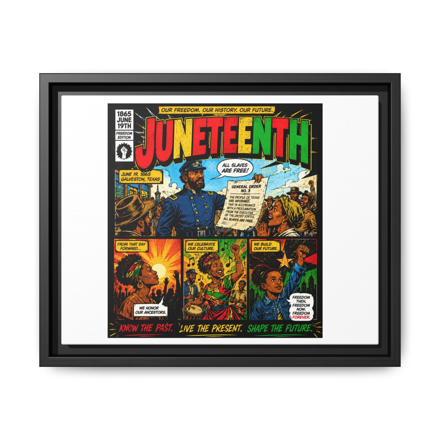 Juneteenth Comic Art Canvas - Framed Matte Wall Decor