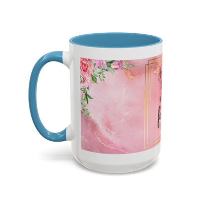 Mother’s Love Accent Coffee Mug — “A Mother's Love is the Heart of the Family” (Pink Floral, 11/15oz)