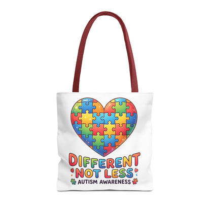 Autism Awareness Tote Bag — "Different Not Less" Puzzle Heart