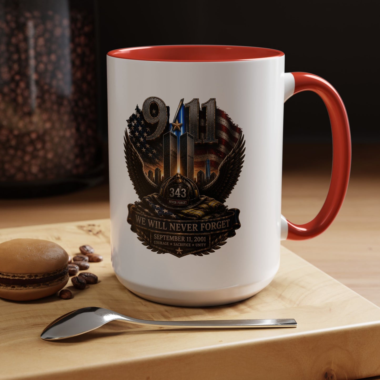 9/11 Memorial Coffee Mug - 'We Will Never Forget' Tribute Accent Mug