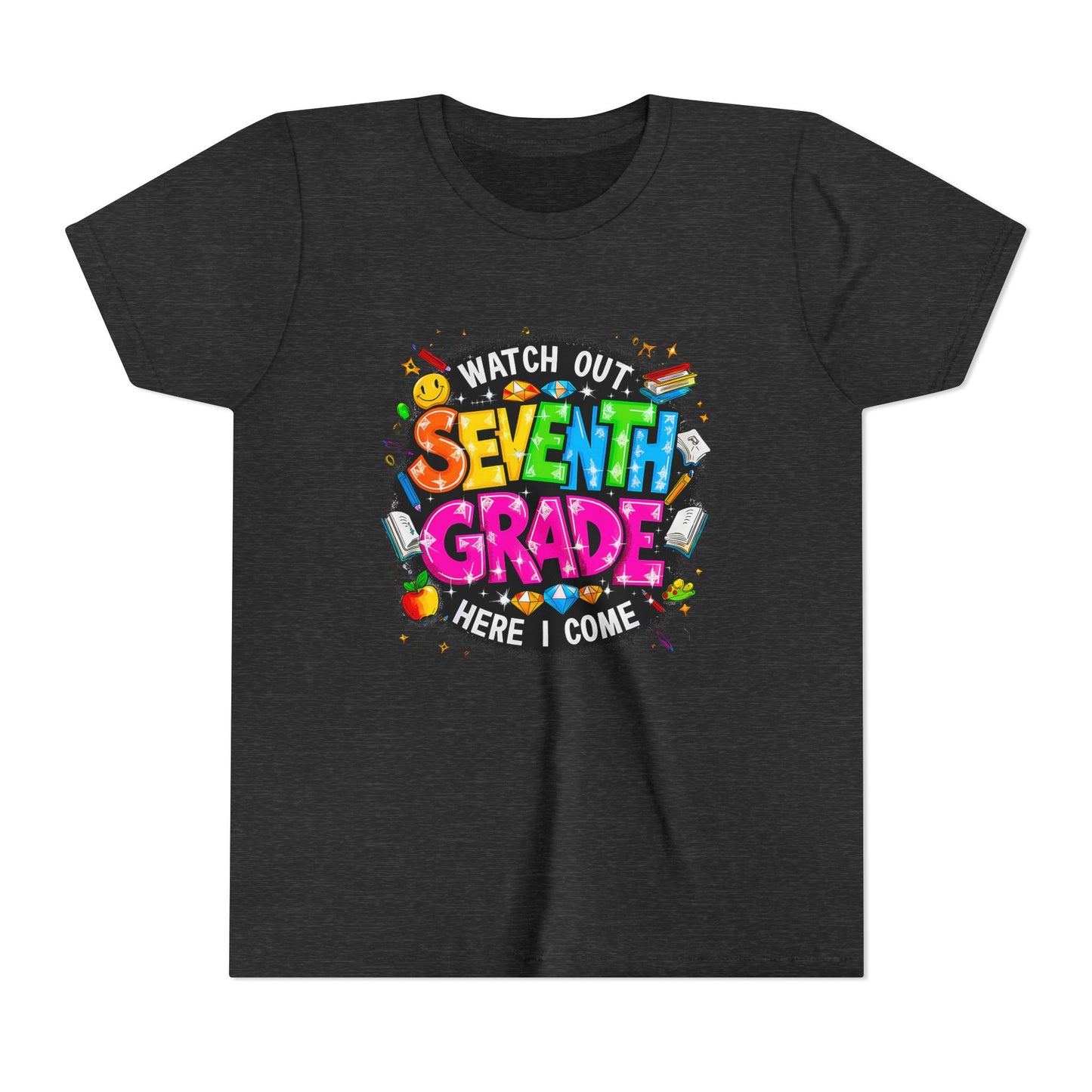 Seventh Grade Kids T-Shirt – “Watch Out Seventh Grade Here I Come” Back-to-School Tee