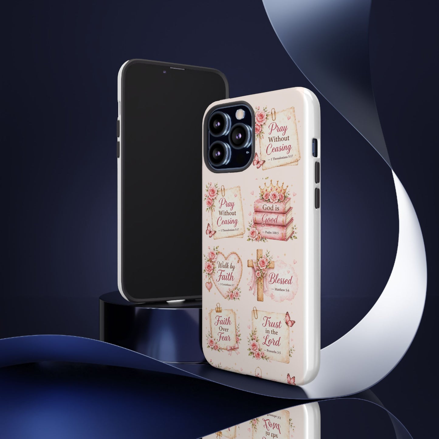 Christian Floral Phone Case — "Pray Without Ceasing" Faith Cross Design