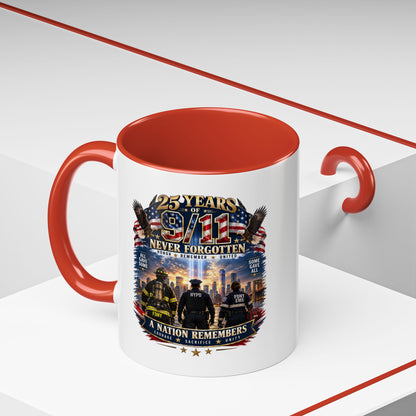 11oz/15oz Coffee Mug — 25 Years of 9/11 Never Forgotten Memorial Design