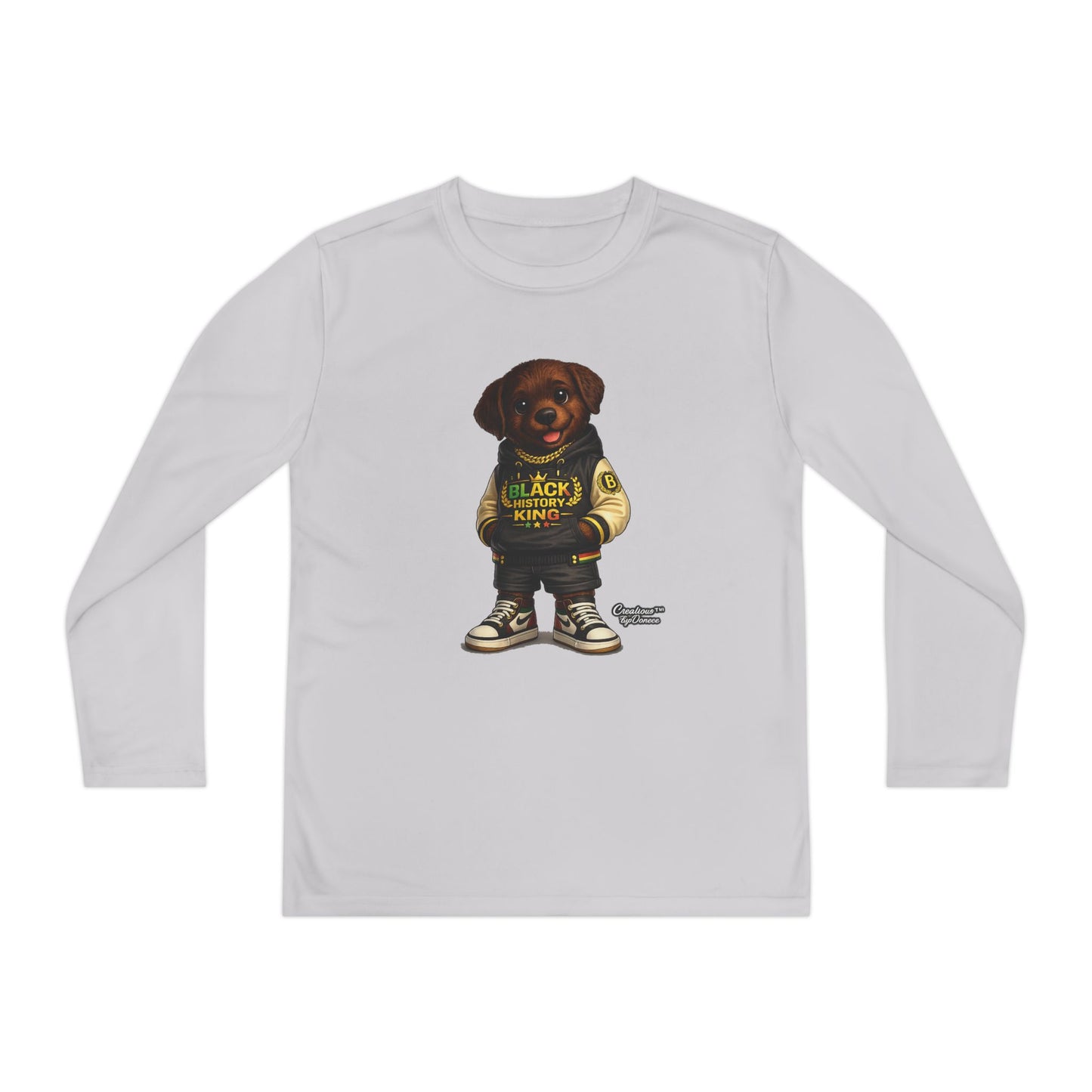 Youth Long Sleeve Tee — 'Lil Black Lab' Cute Puppy Graphic Shirt