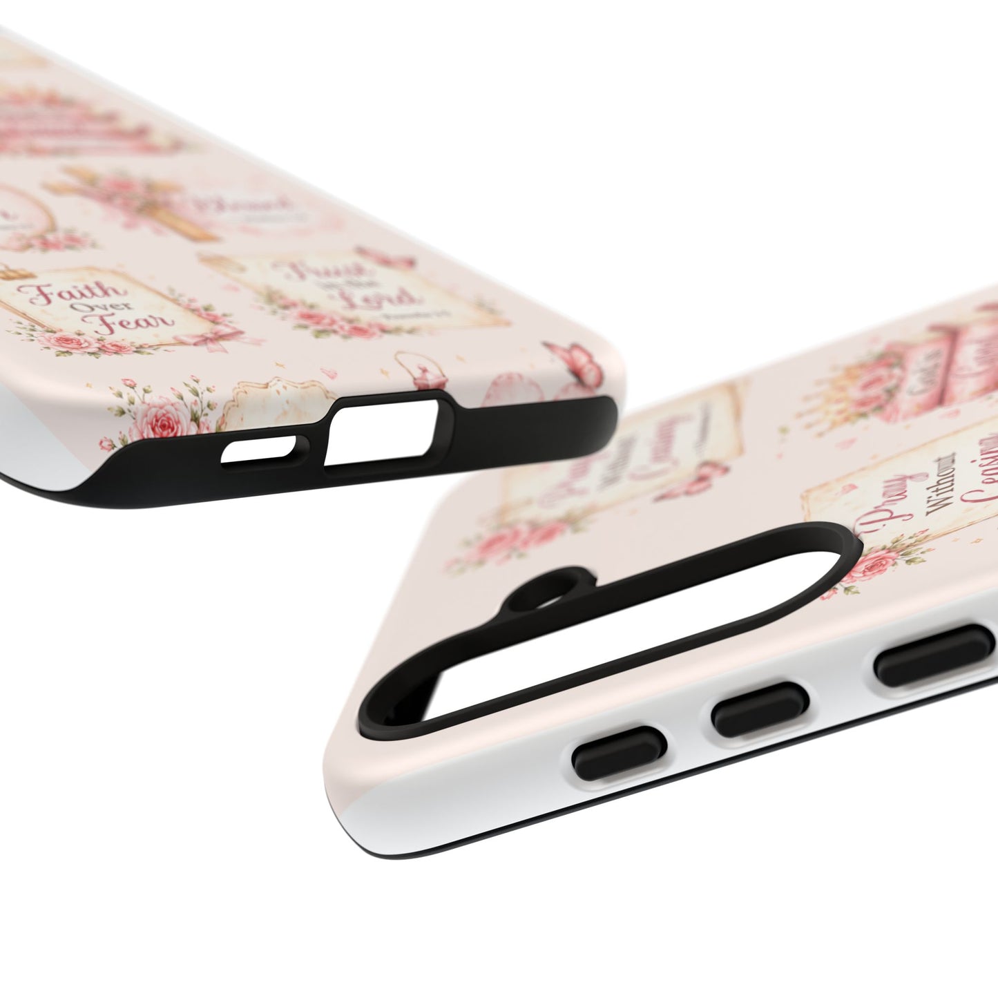 Christian Floral Phone Case — "Pray Without Ceasing" Faith Cross Design