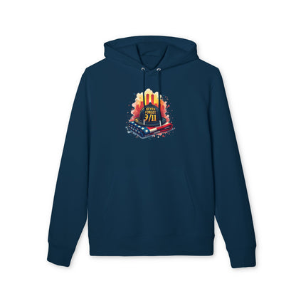 9/11 Never Forget Hoodie — Memorial Tribute Pullover with Twin Towers and Flag