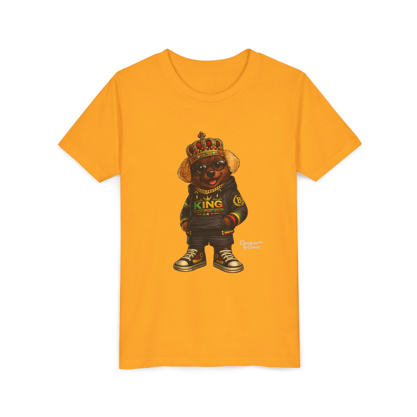 Youth Tee — 'Lil King' Crowned Bear Graphic Shirt