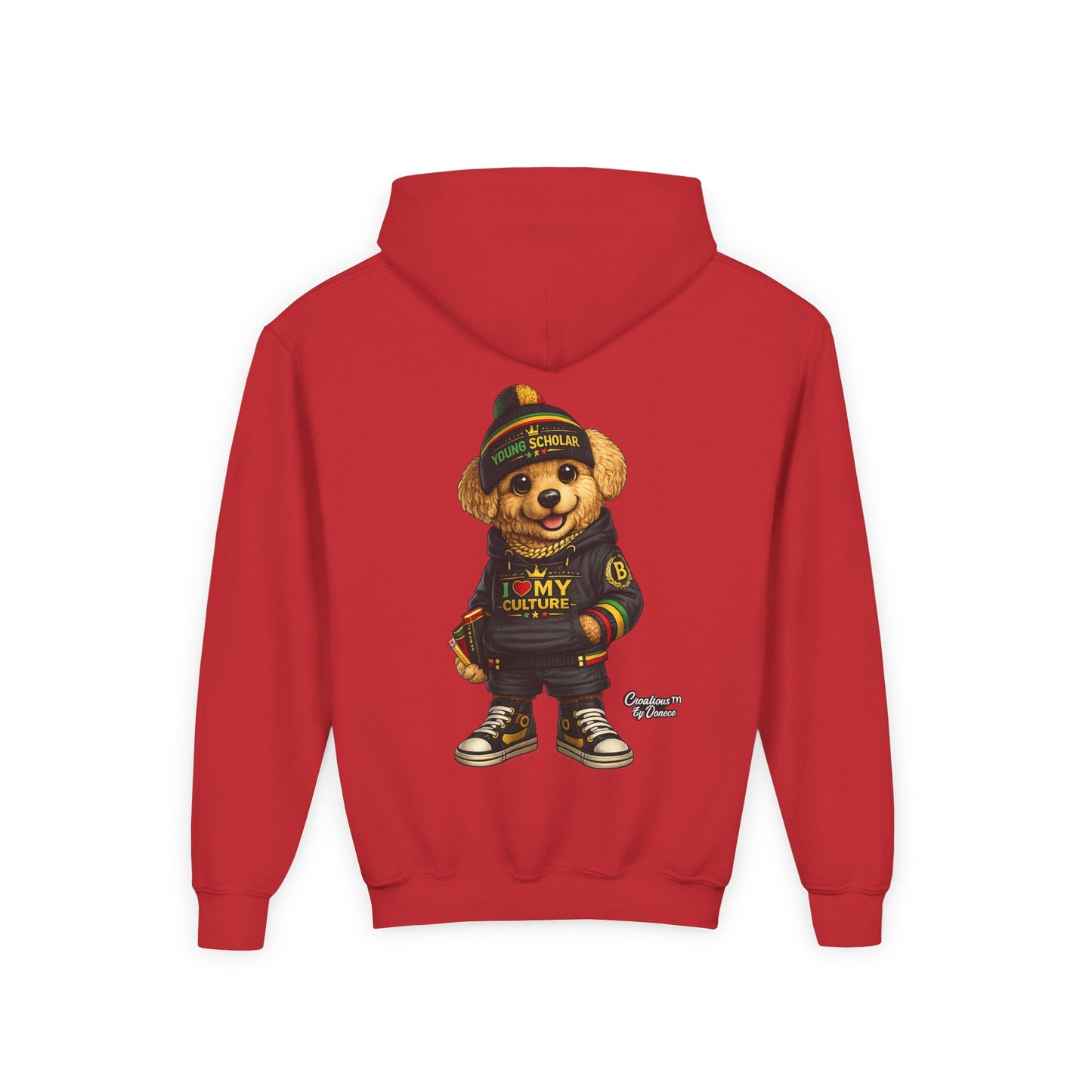 Kids Teddy Bear Hoodie — 'I Love My Culture' Streetwear Youth Sweatshirt