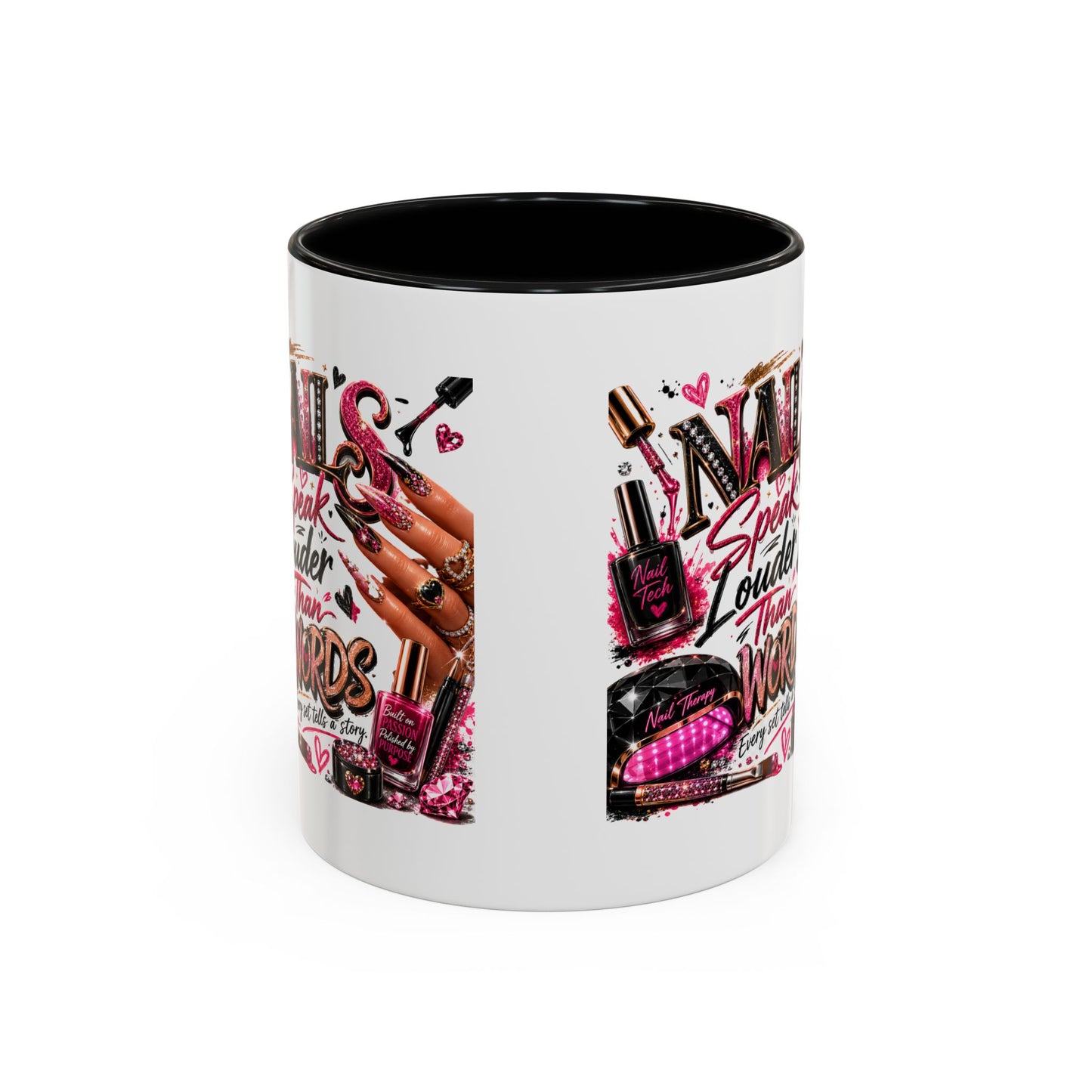 Nails Speak Louder Than Words Accent Coffee Mug — Pink Manicure Beauty Gift (11/15oz)
