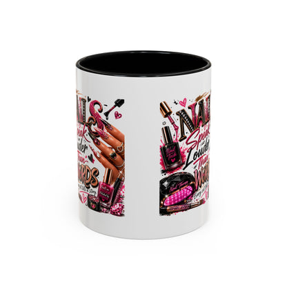 Nails Speak Louder Than Words Accent Coffee Mug — Pink Manicure Beauty Gift (11/15oz)