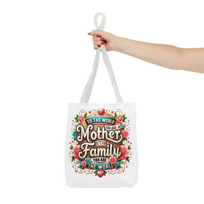 Mother & Family Floral Tote Bag — "To the world you are a Mother" Gift Tote