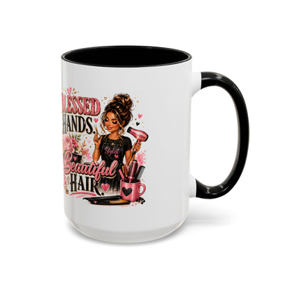 Blessed Hands Beautiful Hair Coffee Mug — Stylist Barber Hairdresser Gift
