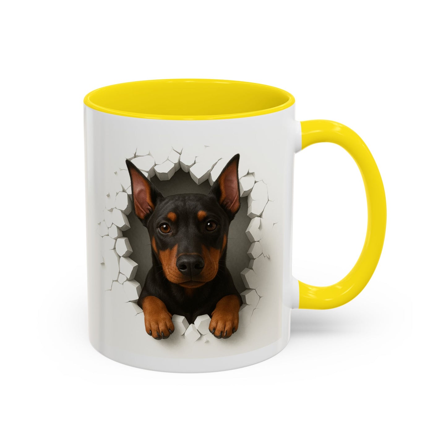Doberman Peekaboo Accent Coffee Mug – Cute Dog Lover Gift (11/15oz)