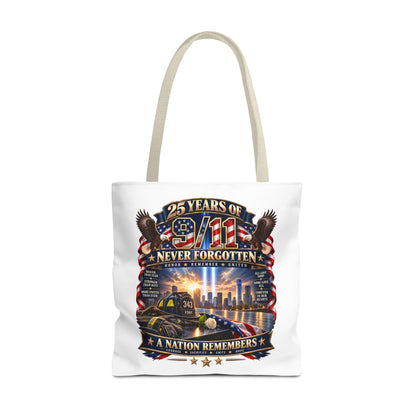 25 Years of 9/11 Never Forgotten Tote Bag – Memorial Tribute AOP