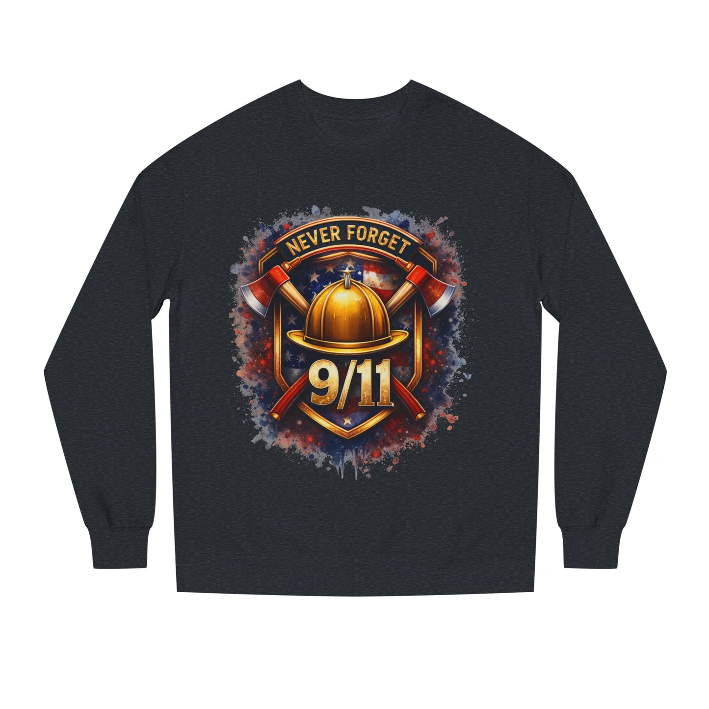 9/11 Never Forget Firefighter Helmet Crewneck Sweatshirt