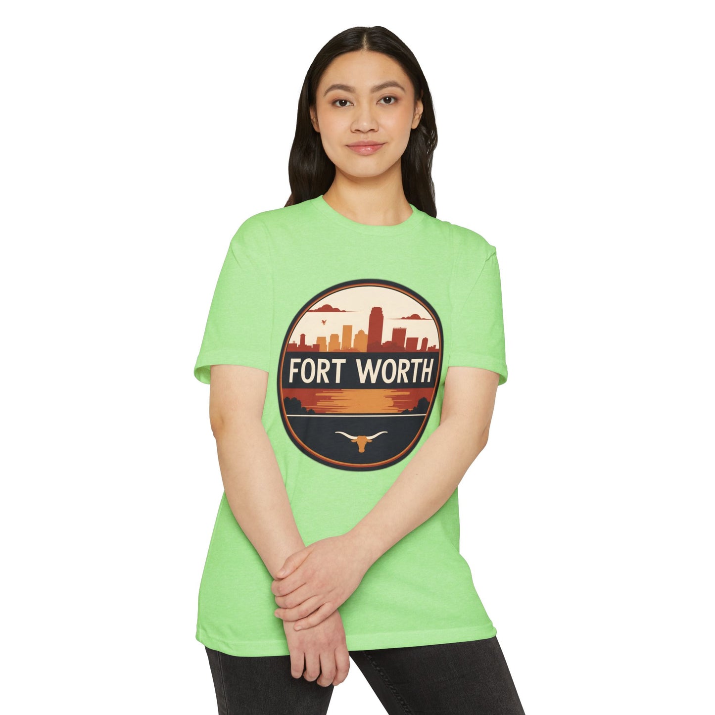 Fort Worth Skyline T-Shirt — Vintage Texas City Circle Design