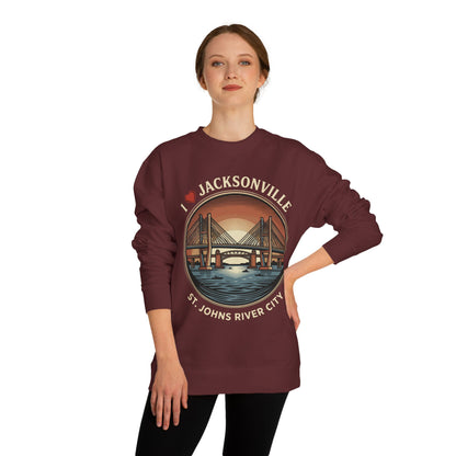 Jacksonville Crewneck Sweatshirt — I  Jacksonville St. Johns River City Graphic