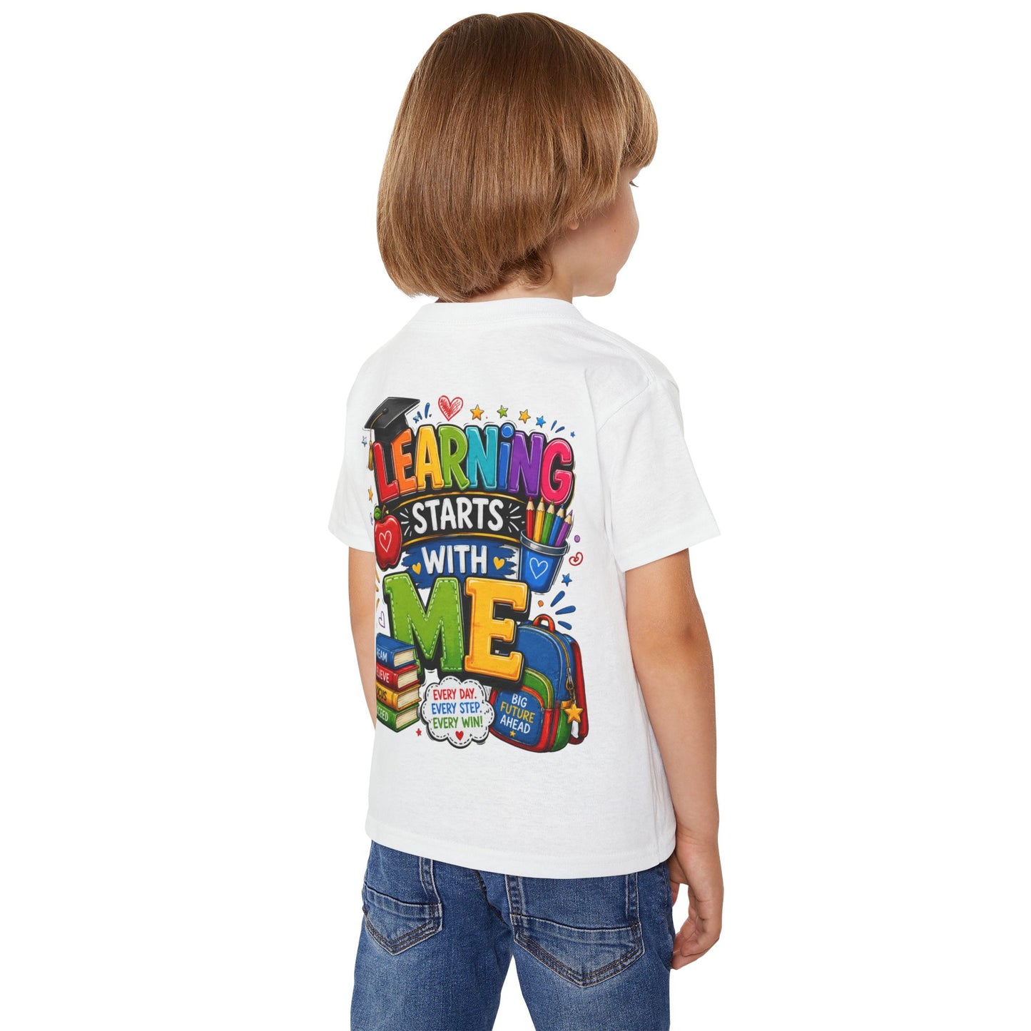 Toddler T-Shirt — "Learning Starts With Me" Colorful Back-to-School Tee