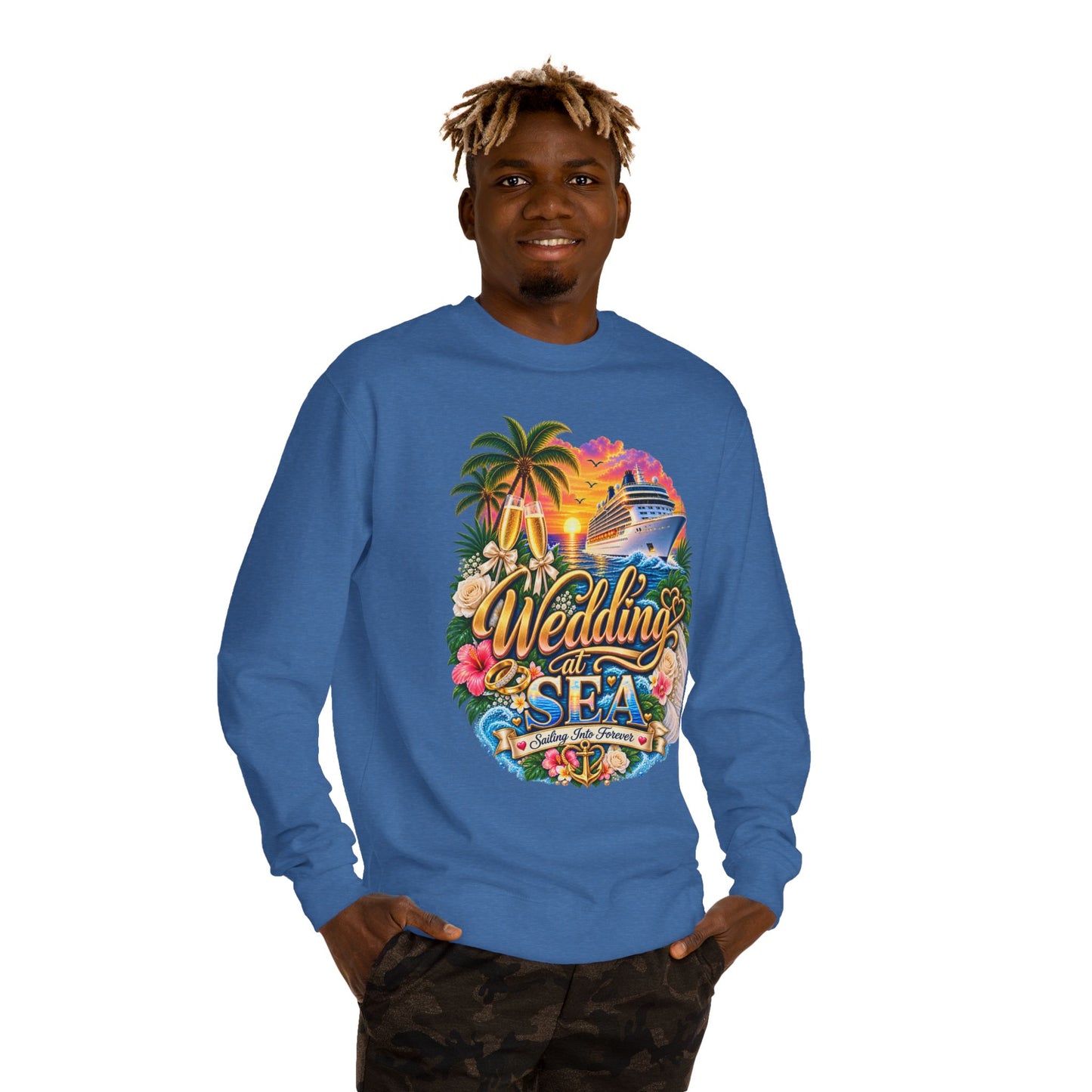 Cruise Wedding Sweatshirt — "Wedding at Sea" Tropical Cruise Crewneck