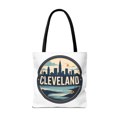 Cleveland Skyline Tote Bag — Vintage Cityscape Beach Design