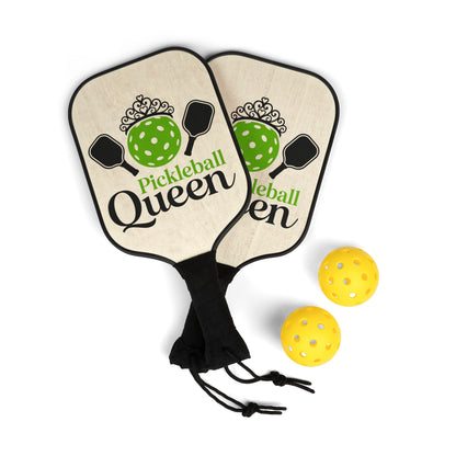 Pickleball Queen Paddle Set — 2-Pack Pickleball Kit with Balls, Crown Design