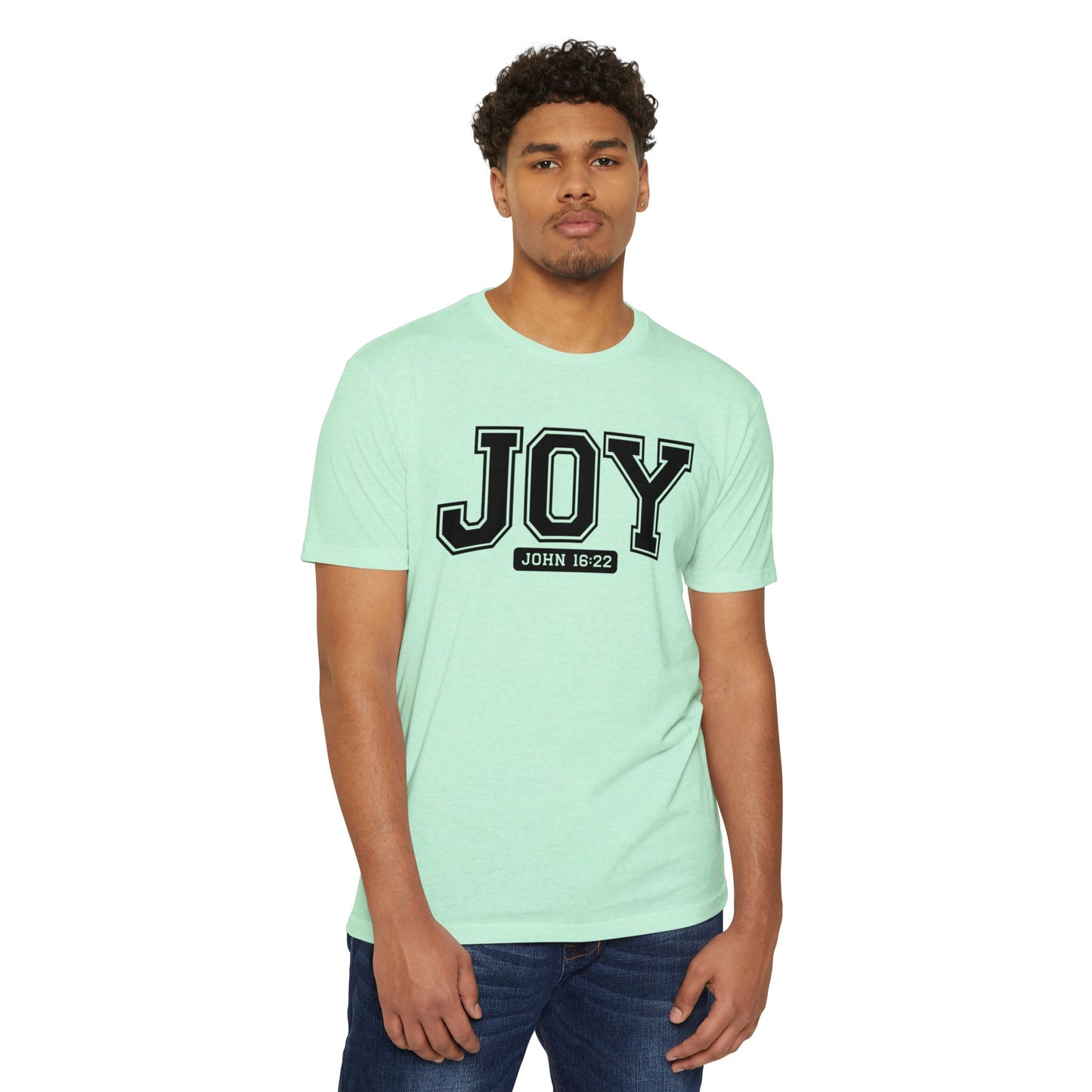 Joy T-Shirt – Christian Scripture John 16:22 College-Style Tee