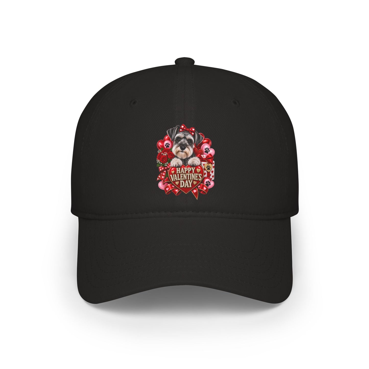 Valentine's Day Puppy Heart Cap – 'Happy Valentine's Day' Low Profile Baseball Hat
