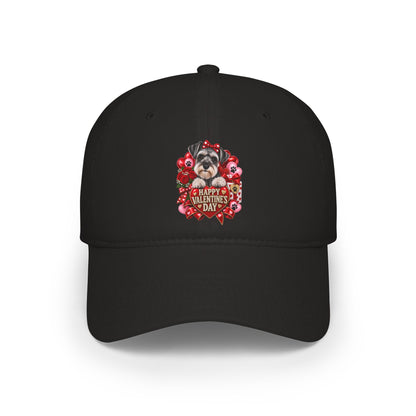 Valentine's Day Puppy Heart Cap – 'Happy Valentine's Day' Low Profile Baseball Hat