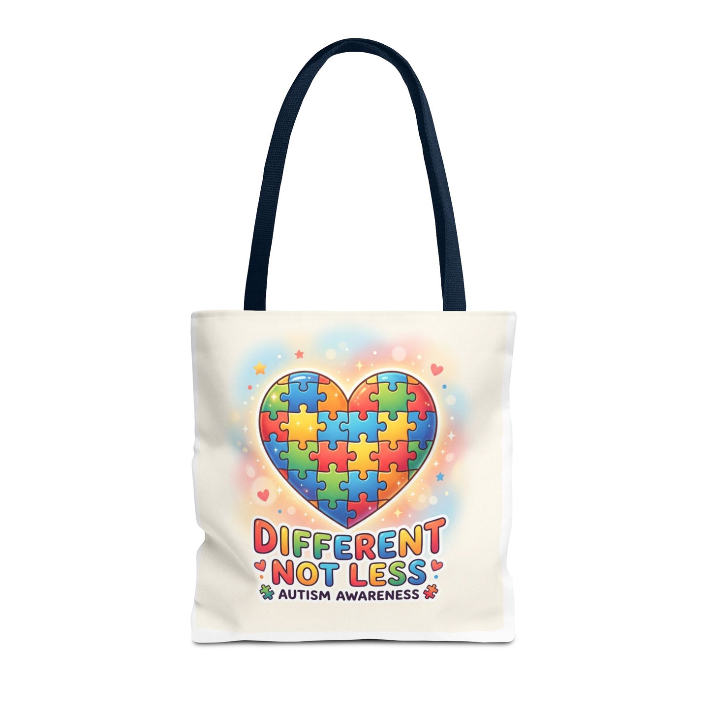 Autism Awareness Tote Bag — "Different Not Less" Puzzle Heart Design