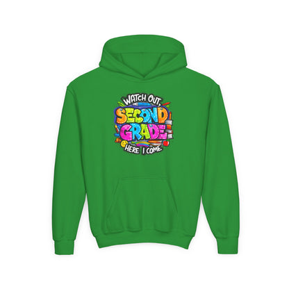 Second Grade Kids' Hoodie - "Watch Out Second Grade Here I Come" Back-to-School Sweatshirt