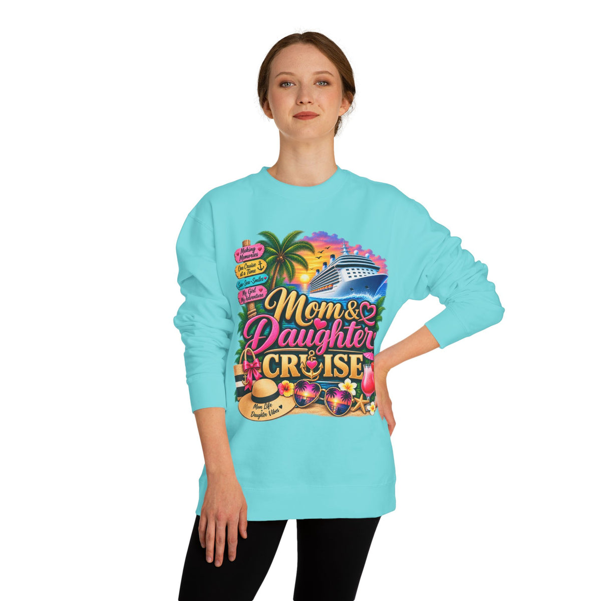 Mom & Daughter Cruise Sweatshirt — Tropical Vacation Cruise Crewneck