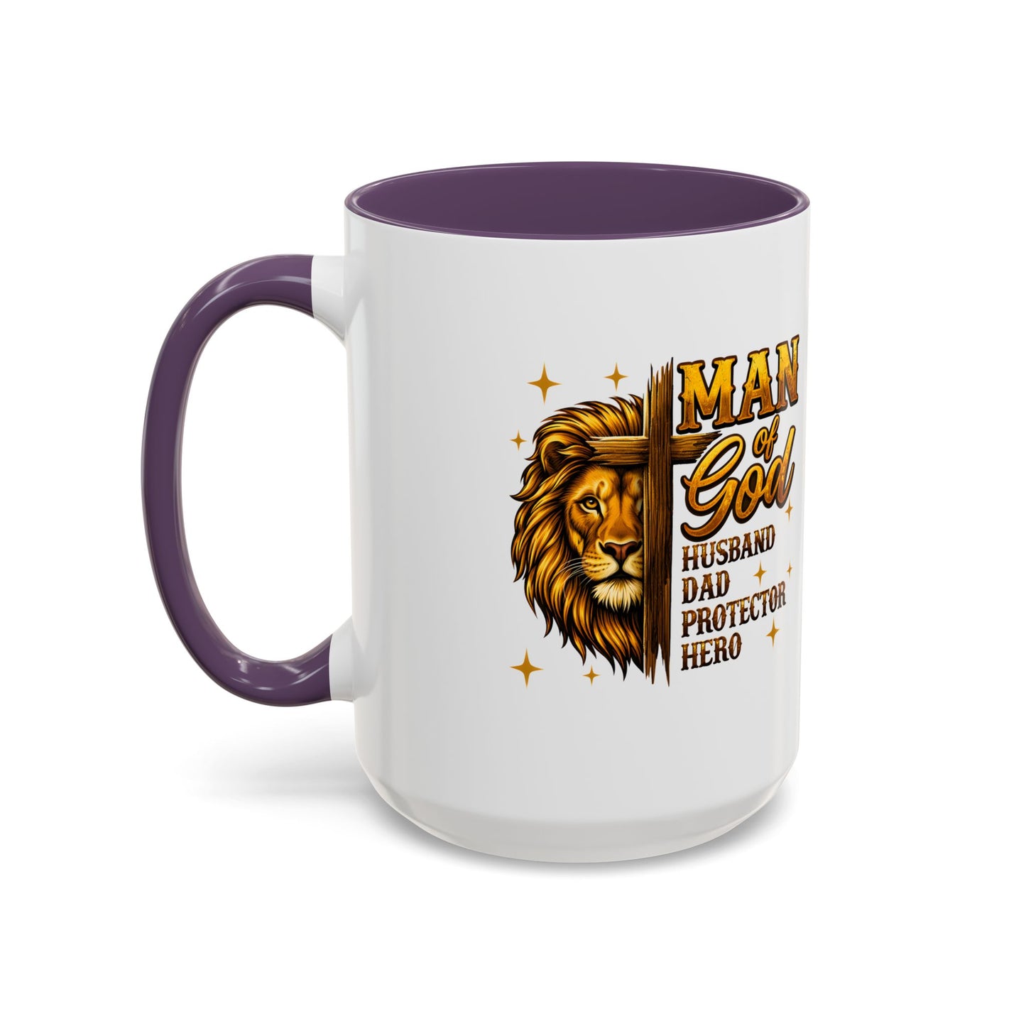 Man of God Lion Coffee Mug — 'Man of God' Religious Gift for Husband, Dad, Protector